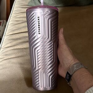 STARBUCKS KITCHEN Soft Rose Geometric Metal Cold Cup 24 oz NWT Starbucks Cup